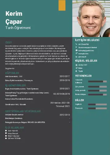 Tarih Öğretmeni Cv Örnekleri cv indir
